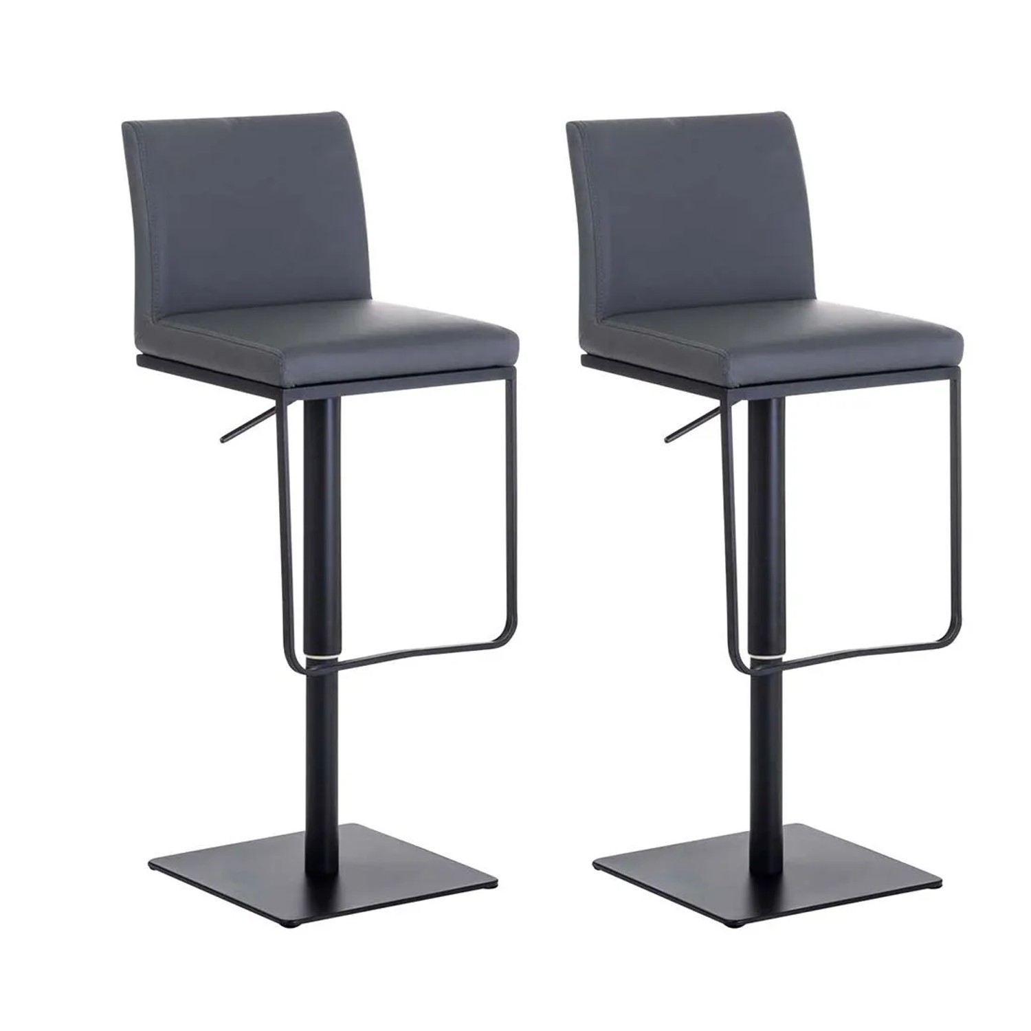 CLP 2er Set Barhocker Panama Kunstlederbezug Grau/Schwarz