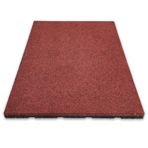 Floordirekt Fallschutzmatte Elastikmatte Fallschutzplatte mit Drainage 50 x 50 x 3,5 cm Rot