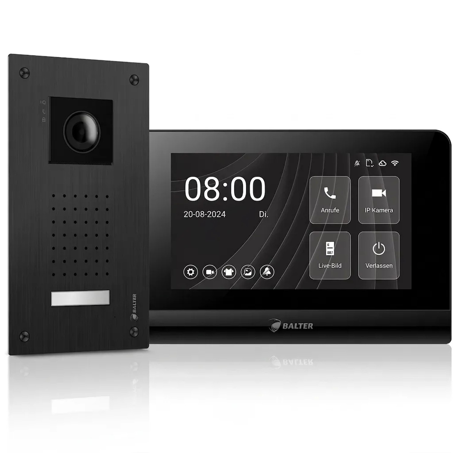 Balter Entri L Video Türklingel mit App Komplettset für Einfamilienhaus mit 1x 7 Zoll Monitor Unterputz Schwarz