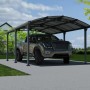 Canopia Carport Arcadia 5000 in Anthrazit mit Auto. Stabiler Unterstand für PKW, Motorrad oder Fahrräder.