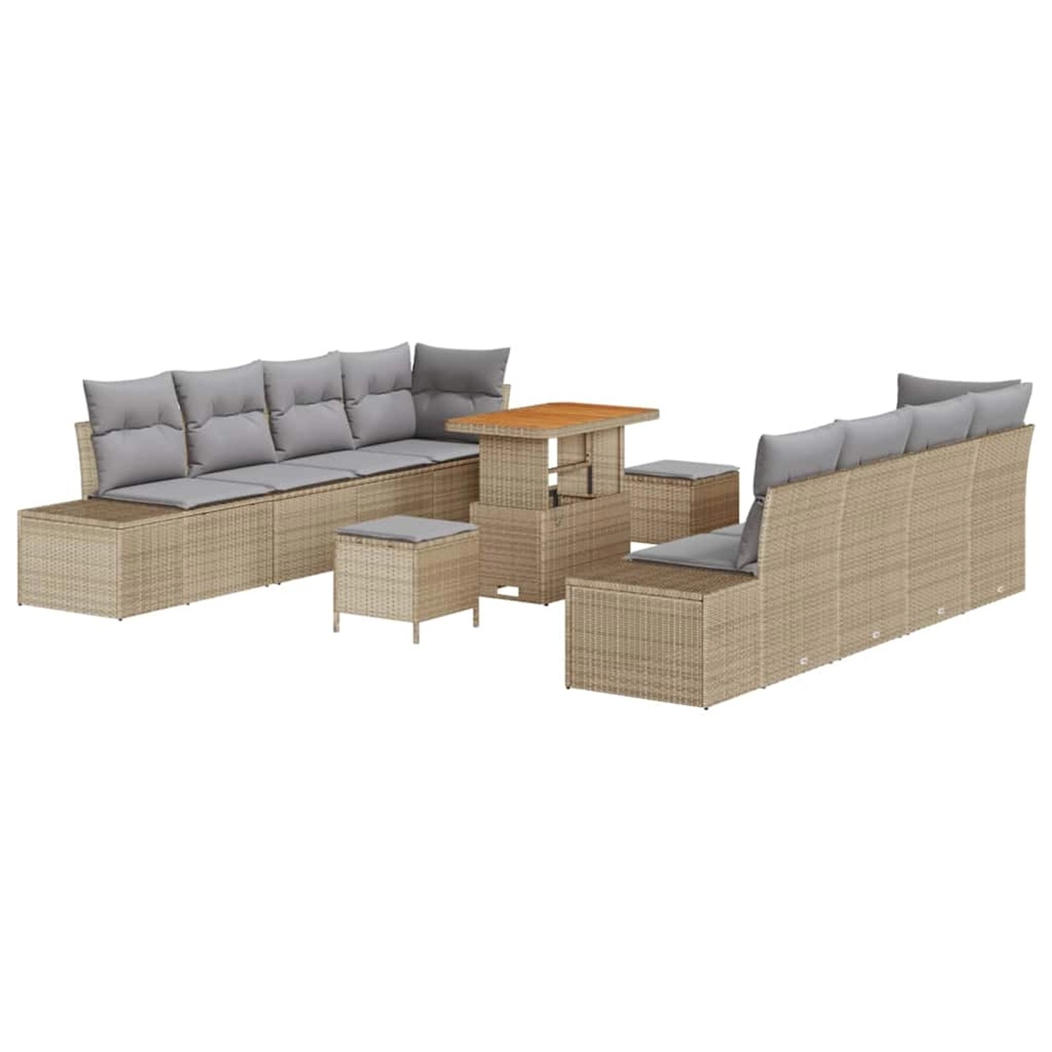 vidaXL Garten-Sofa-Set mit Kissen 11-Tlg Beige Poly Rattan 3362762 günstig online kaufen