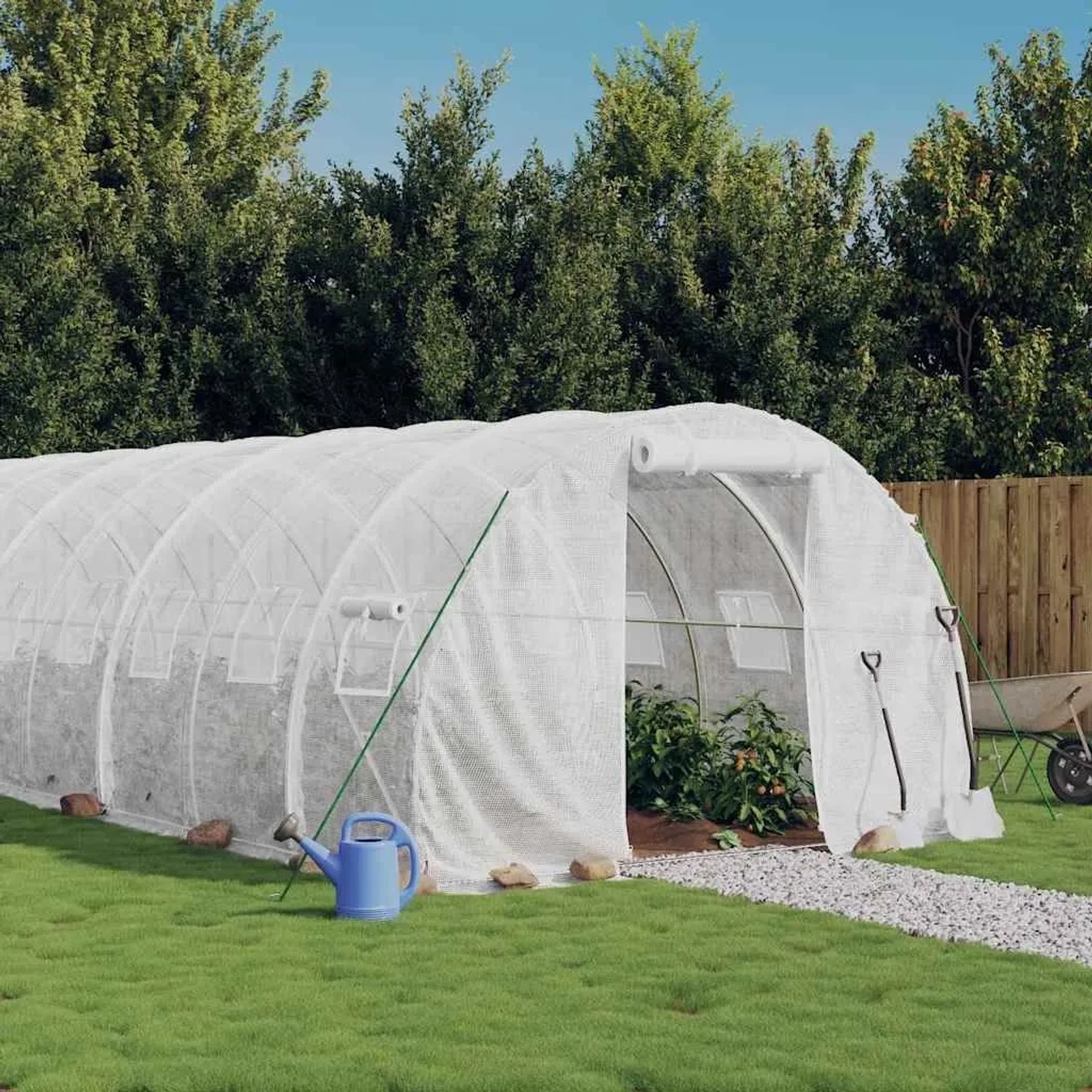 vidaXL Gewächshaus mit Stahlrahmen Weiß 24 m² 8x3x2 m 3188052_2