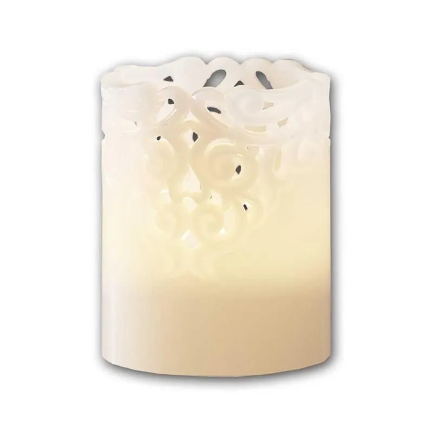 Star Trading LED-Wachskerze CLARY Weiß Rankendesign 10x8cm