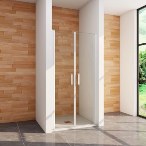 AICA Doppeltür 80x185cm Pendeltür Nischentür Dusche 5mm ESG Sicherheitsglas Mattgrau Schwingtür Duschabtrennung