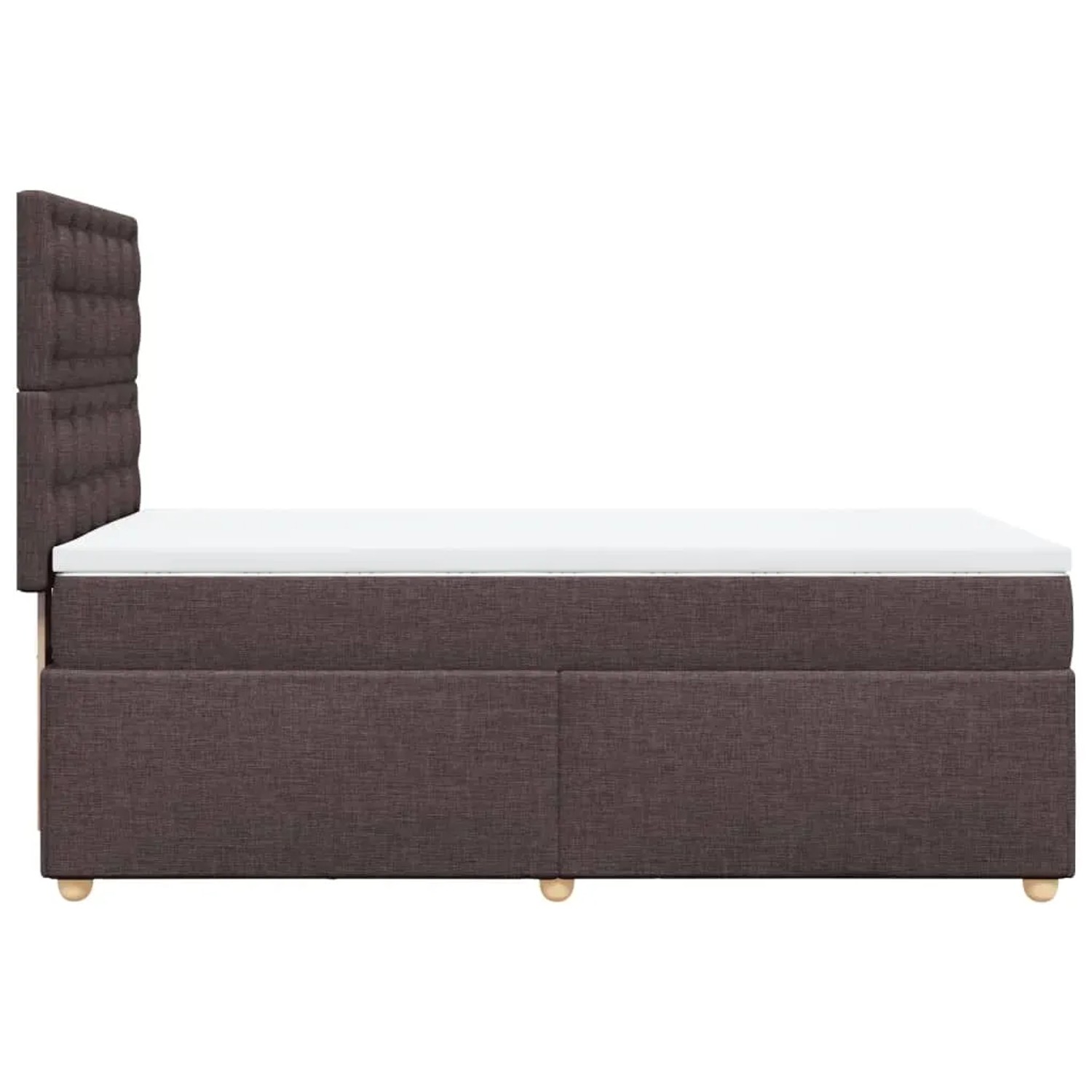 Dunkelbraunes vidaXL Boxspringbett (90x190 cm) mit Matratze und Kopfteil.