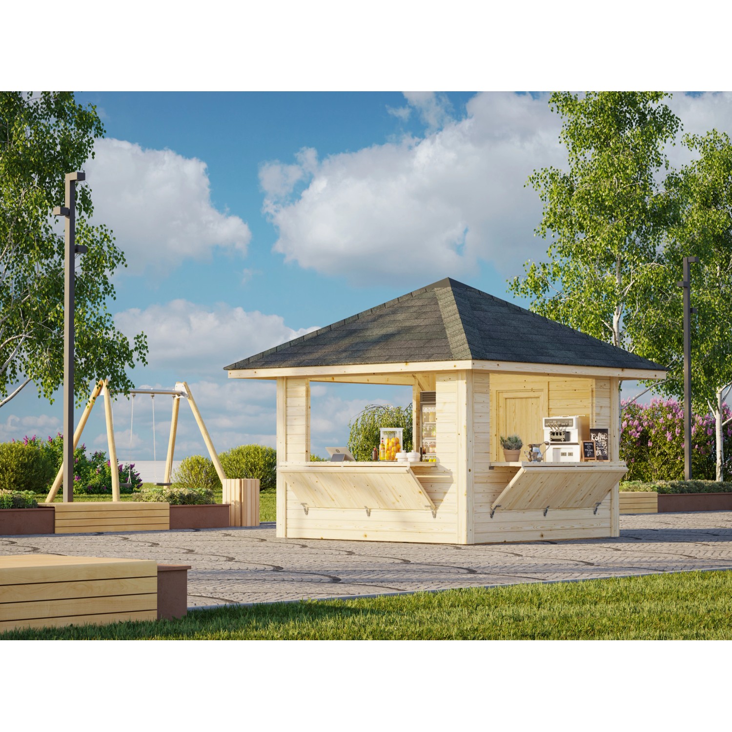 Palmako Marktstand Bianca Set 106 300 x 300 cm Lackiert Weiß FSC® günstig online kaufen