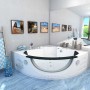 Eck-Whirlpool Badewanne AquaVapore W06H-TH-SC 152x152cm mit Massagedüsen und Handbrause.
