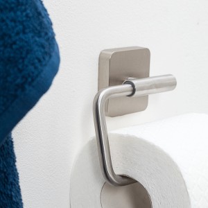 Tiger Toilettenpapierhalter Onu, Edelstahl gebürstet, zur Wandmontage im Badezimmer.