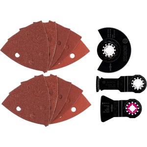 Bosch Universal-Set Starlock, 13-teilig: Schleifblätter und Sägeblätter für Multifunktionswerkzeuge.