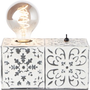 Brilliant Tischlampe Vagos, schwarz-weiß, 10x20cm. Leselampe im Vintage Design mit E27 Fassung.