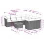 Schwarze 9-tlg. Garten-Sofagarnitur aus Polyrattan mit Kissen und Tisch. Gartenmöbel für Terrasse und Garten.