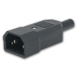 Schwarzer MaxTrack Kaltgeräte-Stecker IEC 320 C14, schraubbar, für Elektroinstallation.