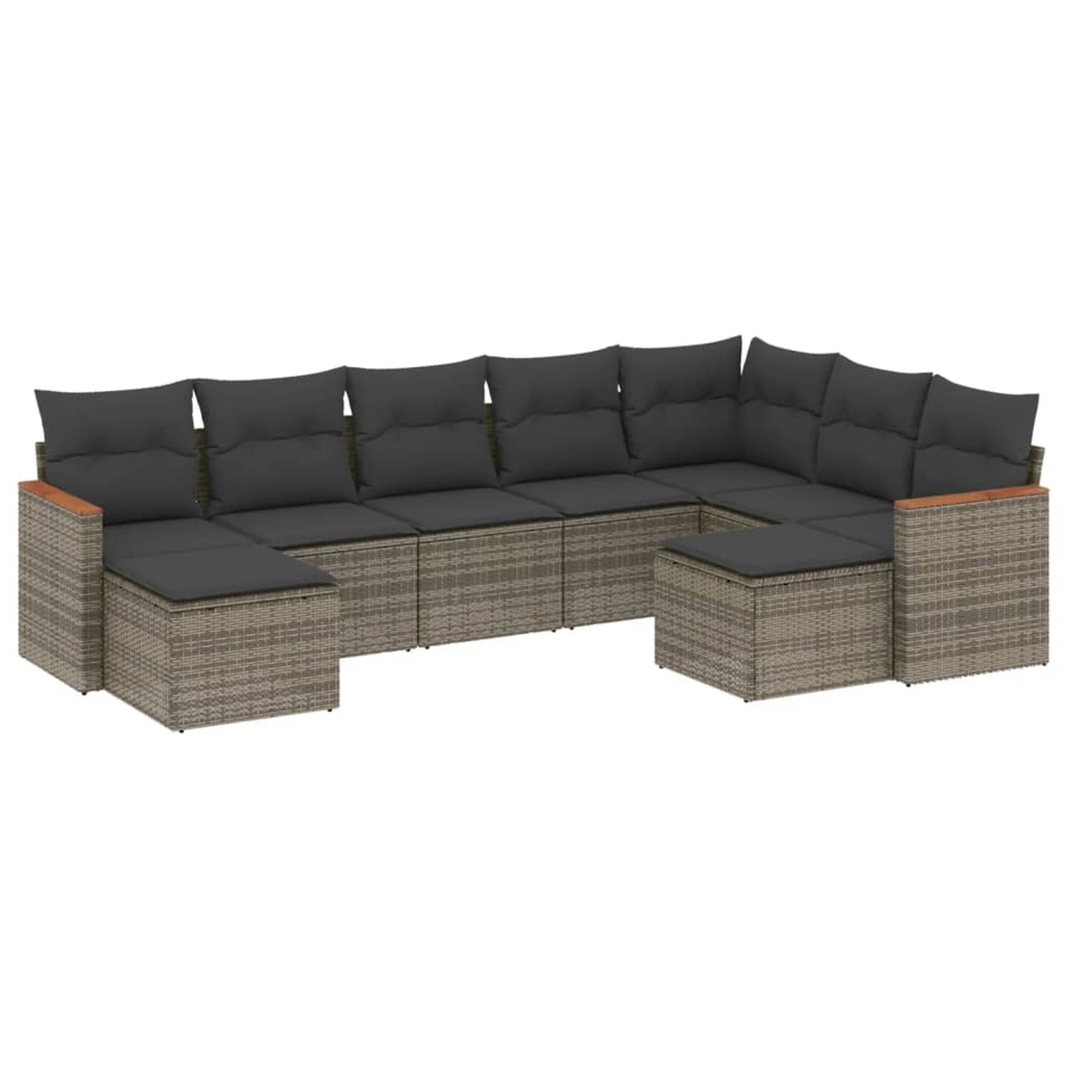 vidaXL 9-Tlg Garten-Sofagarnitur mit Kissen Grau Poly Rattan 3226543 günstig online kaufen