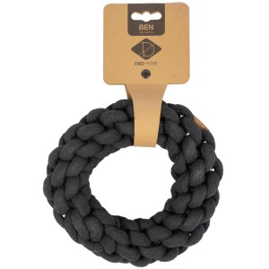 Schwarzes Ebi Hundespielzeug Ben Ring, 13 cm, aus Baumwolle, ein Apportierspielzeug.