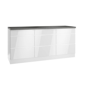 Held Küchen Unterschrank Gera, 180 cm, Weiß/Beton: Moderner Küchenschrank mit viel Stauraum.