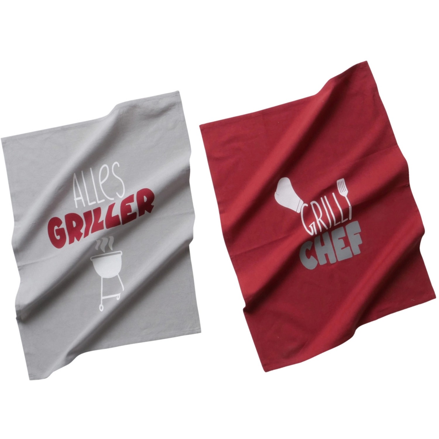 Boltze Geschirrtuch-Set Grillzeit Grau-Rot