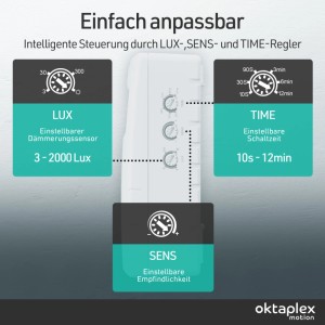 Oktaplex Pit 2er Set HF Präsenzmelder 5,8 GHz 15m Bewegungsmelder Anwesenheitssensor Weiß