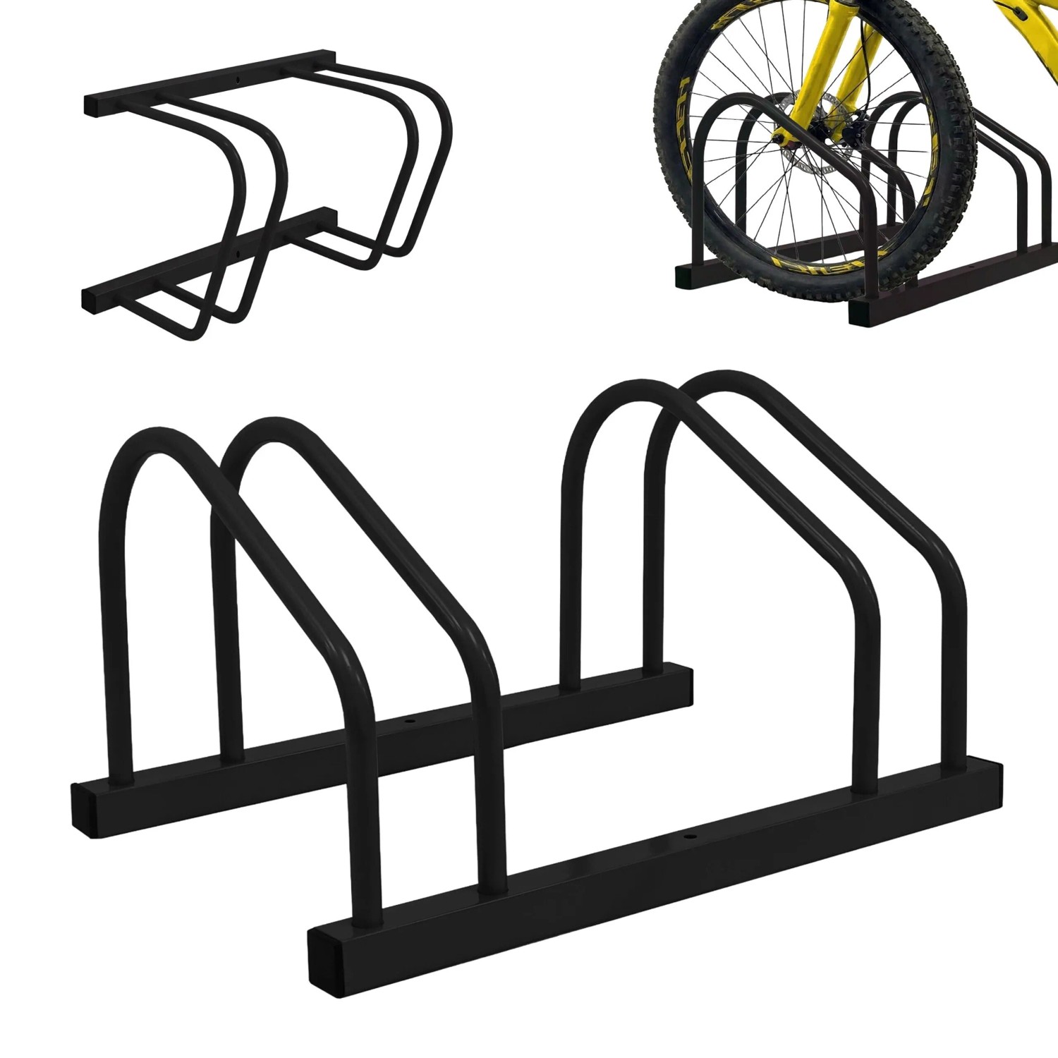 Relaxdays Fahrradständer Stahl Schwarz für 2 Fahrräder Boden und Wandmontage 27 cm x 51 cm x 24 cm
