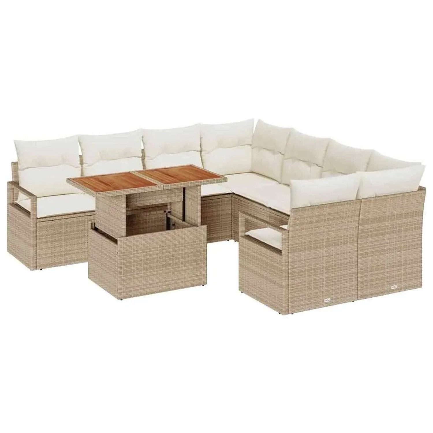 vidaXL Garten Essgruppe mit Kissen 9-Tlg Beige und Creme 3349693 günstig online kaufen