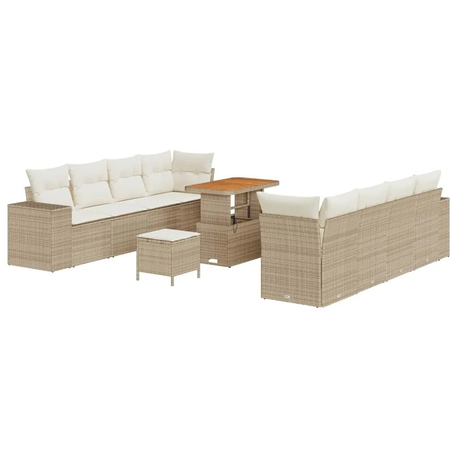 vidaXL Gartensofa-set mit Kissen 11-Tlg Beige und Creme Poly-Rattan 3363931 günstig online kaufen