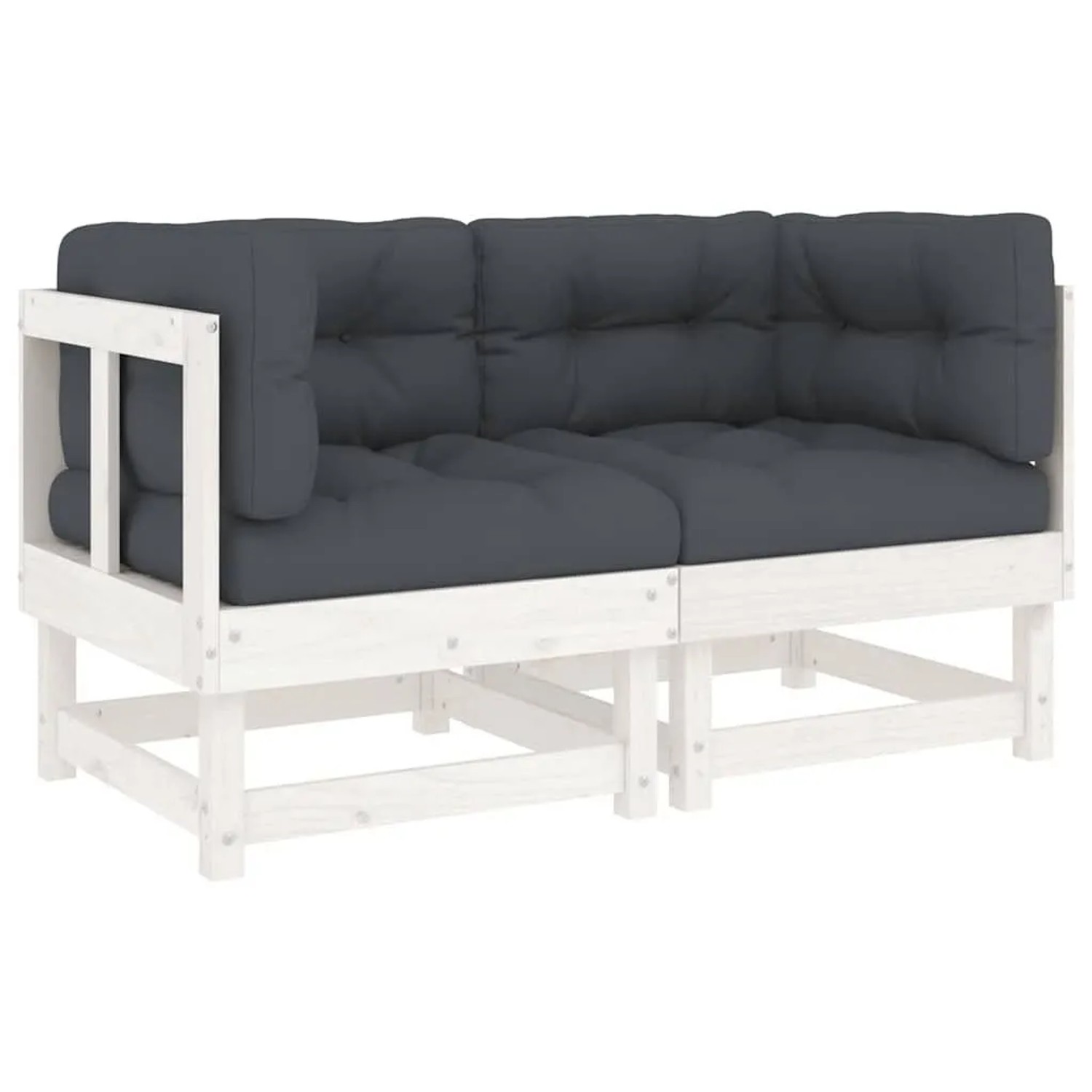 vidaXL Ecksofas mit Kissen 2 Stk Weiß Massivholz Kiefer 825451