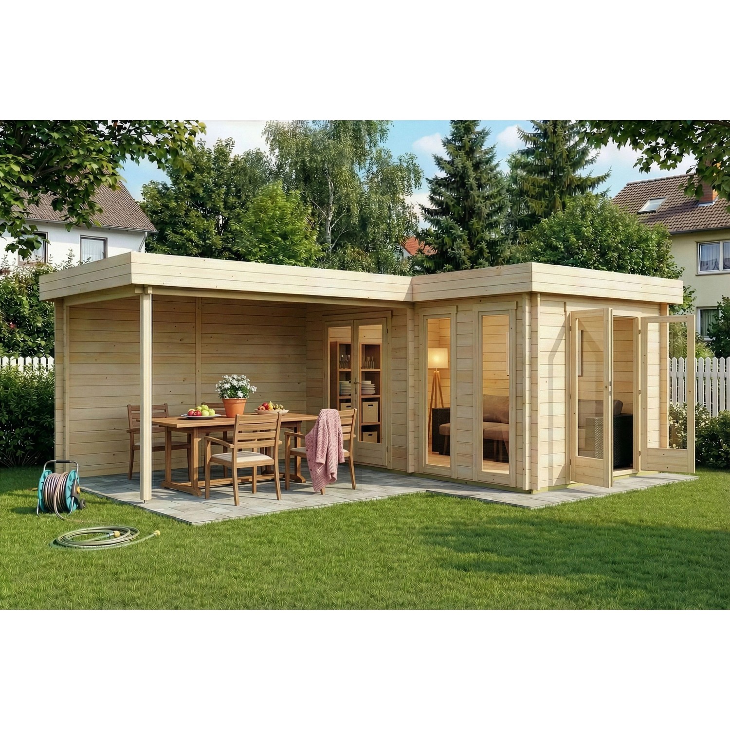 Carlsson Gartenhaus Quinta Flachdach Unbehandelt 680 cm x 472 cm
