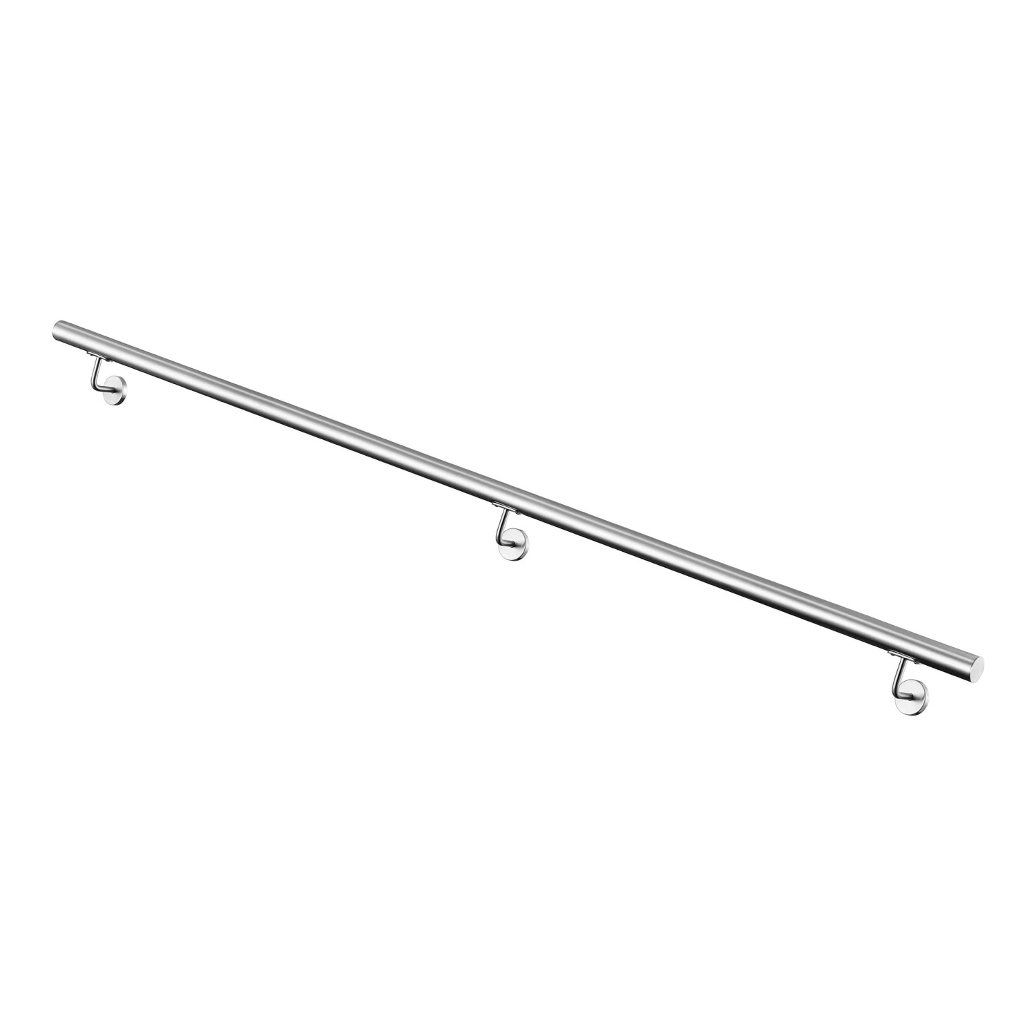 Duschparadies Handlauf Komplettset Edelstahl 304 200 cm Silber inkl. Halterungen
