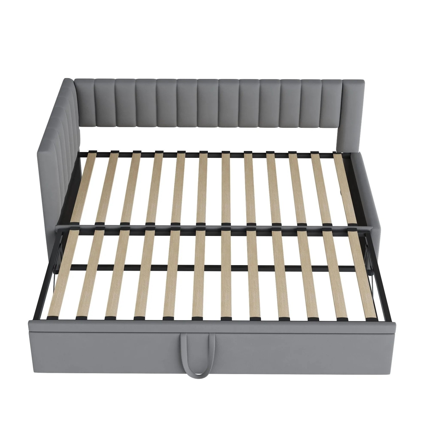KOMHTOM L-Förmiges Schlafsofa Mit Ausziehbett 90/180x200Cm Polsterbett Platzsparendes Design Für Kinderbett Gästebett Samt Grau