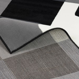 Grauer Pergamon Teppich Modern Trendline Retro, 140x200cm, Kurzflorteppich mit grafischem Muster.