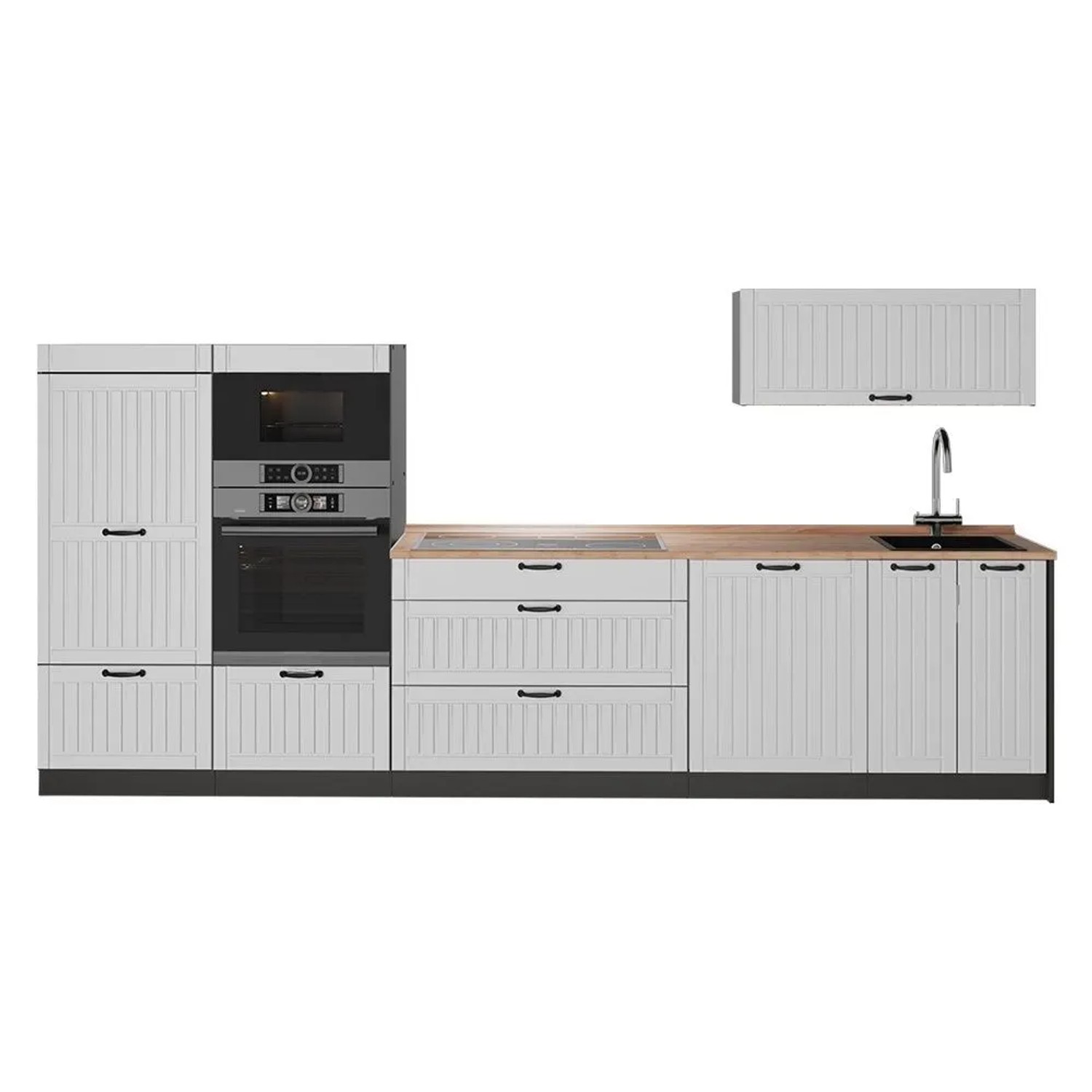 Vicco Küchenzeile Fame-Line Weiß Landhaus/Anthrazit 340 x 154 AP Eiche Art Nr 64498