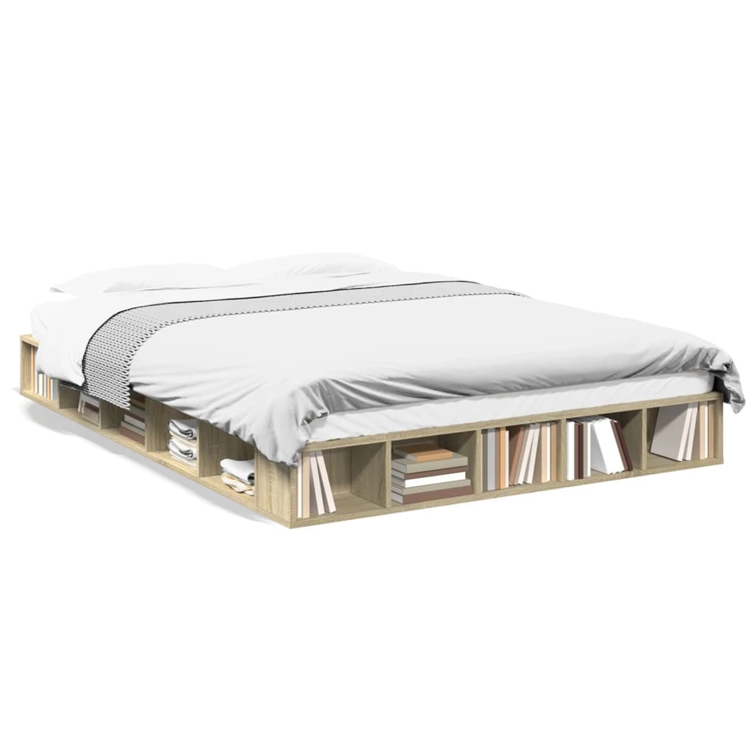 vidaXL Bettgestell Sonoma-Eiche 150x200 cm Holzwerkstoff 3280470 günstig online kaufen