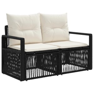 vidaXL Gartensofa-Set 9-Tlg Schwarz Poly-Rattan 3435838
