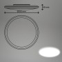Skizze und Foto: Runde, weiße Briloner LED Feuchtraumleuchte, 35cm, rahmenlos, für Deckenmontage.