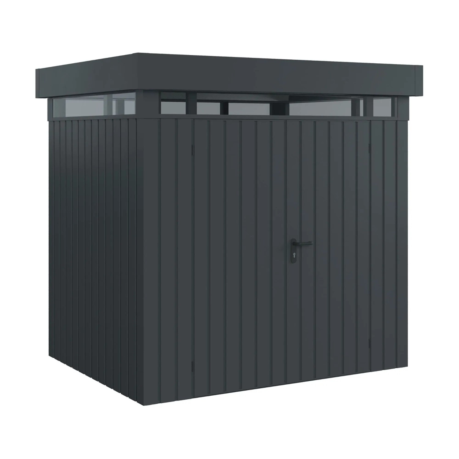 EcoStar Gerätehaus Euroline Flachdach Lichtband 229 cm x 179 cm Anthrazit 2-flg.