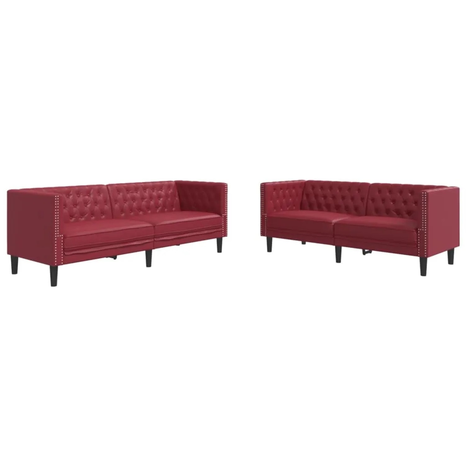 vidaXL 2-Tlg Chesterfield-Sofa-Set Weinrot Kunstleder 3209278