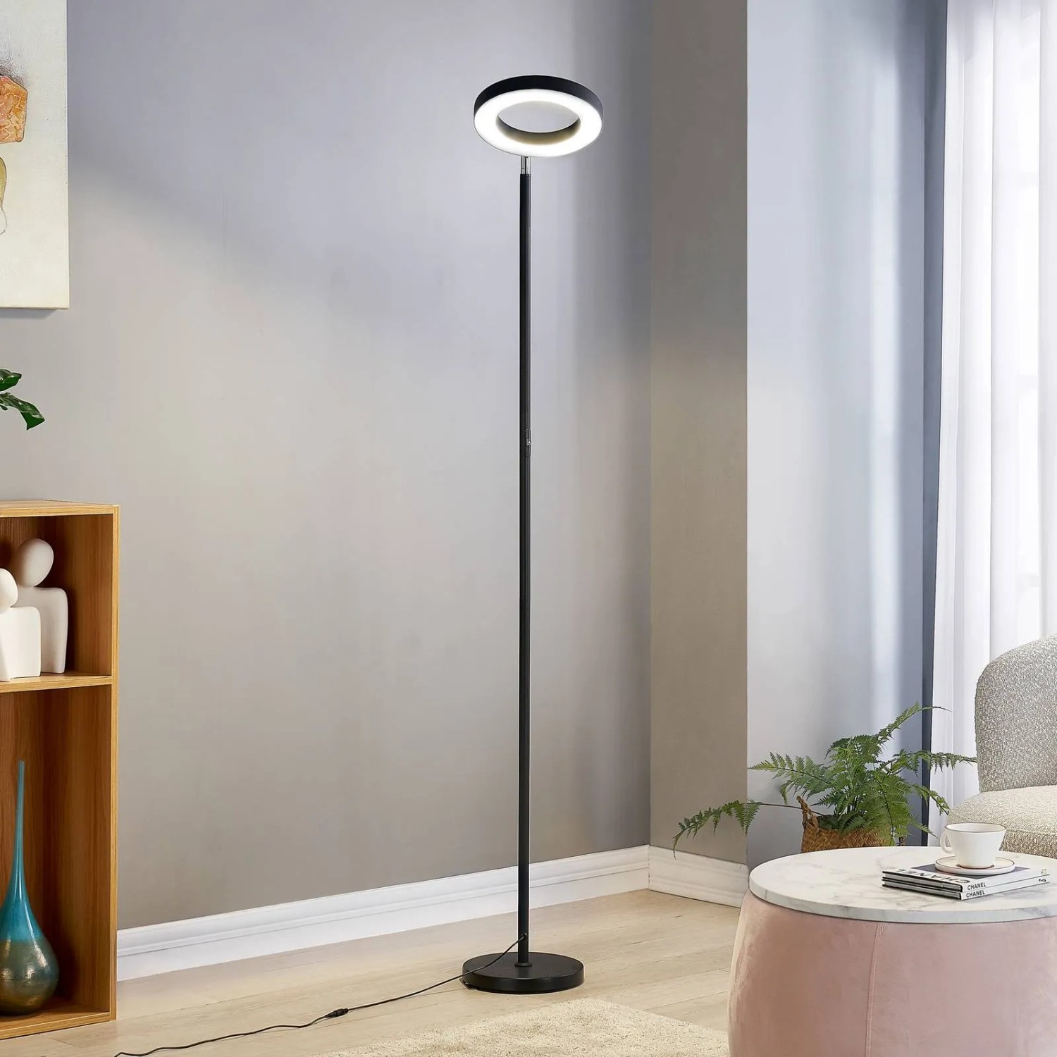 Lindby LED Smarte Stehlampe Cilian 10012870 Dimmbar Modern in Schwarz aus Metall 1-flammig Wohnzimmerleuchte_2