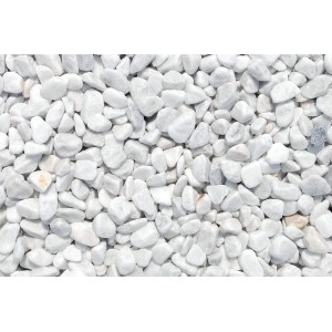 Weiße Marmor Zierkiesel Carrara, 16-25 mm, ideal für Garten- und Landschaftsbau.