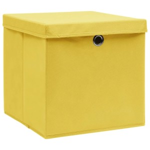Gelbe vidaXL Aufbewahrungsbox mit Deckel, Stoffbox für Ordnung und Aufbewahrung.