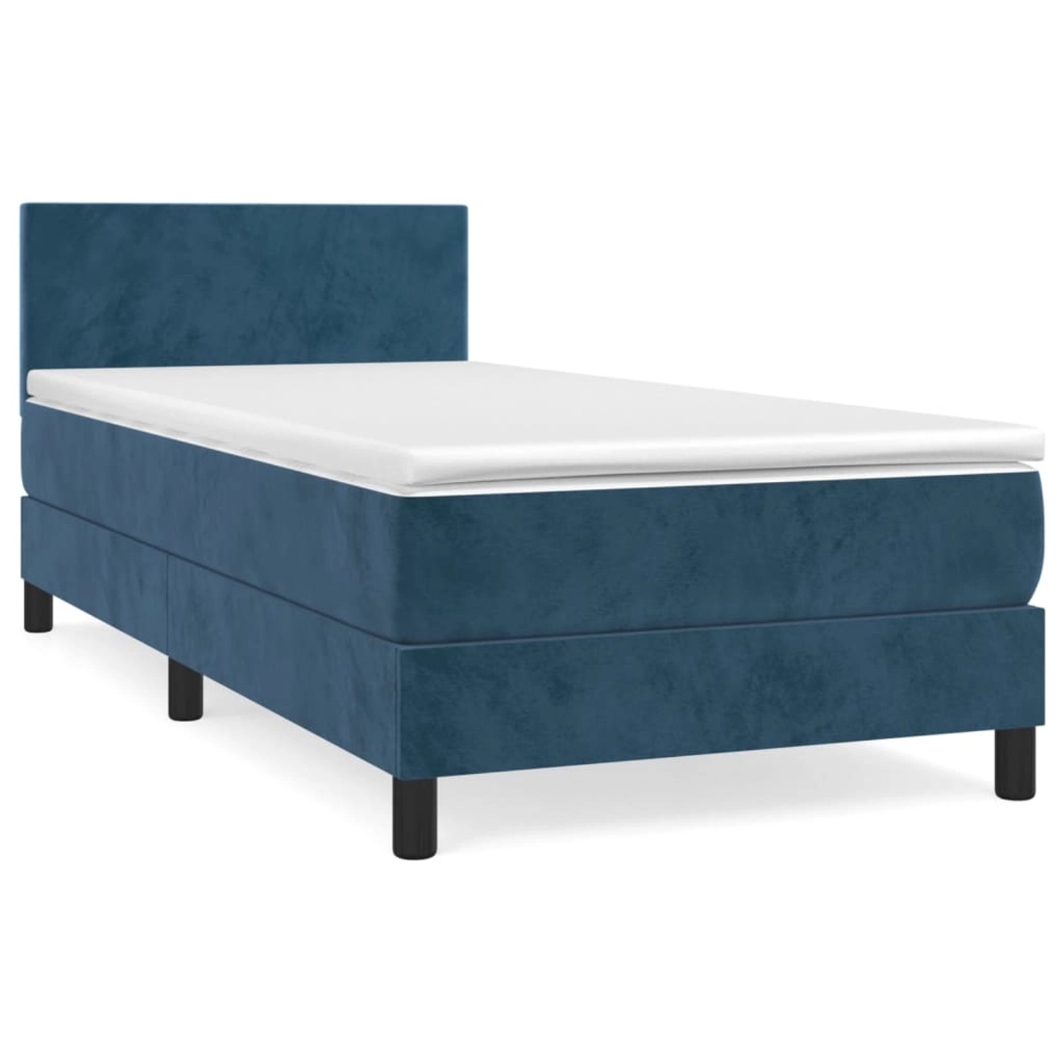 Vidaxl Boxspringbett Mit Matratze Dunkelblau 90x200 Cm Samt günstig online kaufen