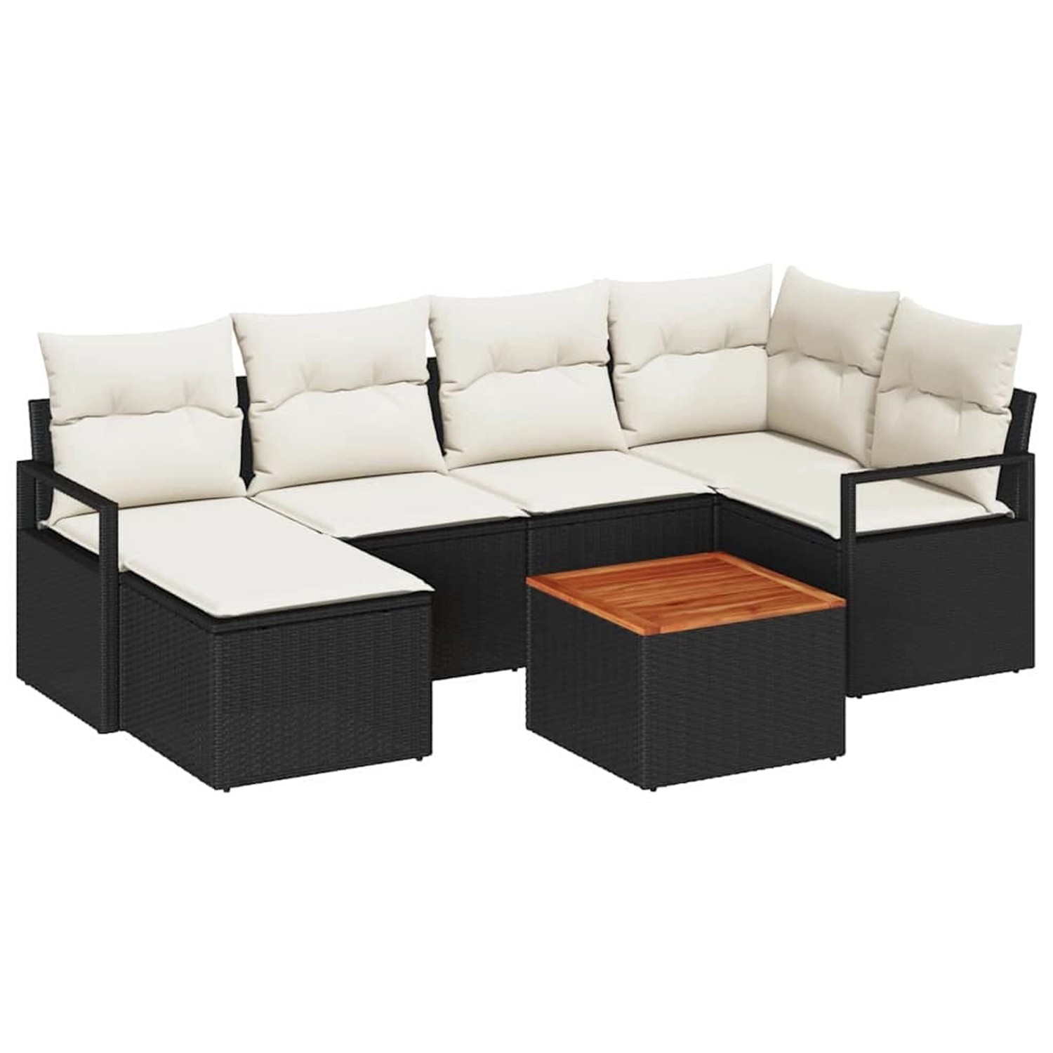 vidaXL Garten-Sofa-Set 7-Tlg Schwarz Weiß 3356395 günstig online kaufen