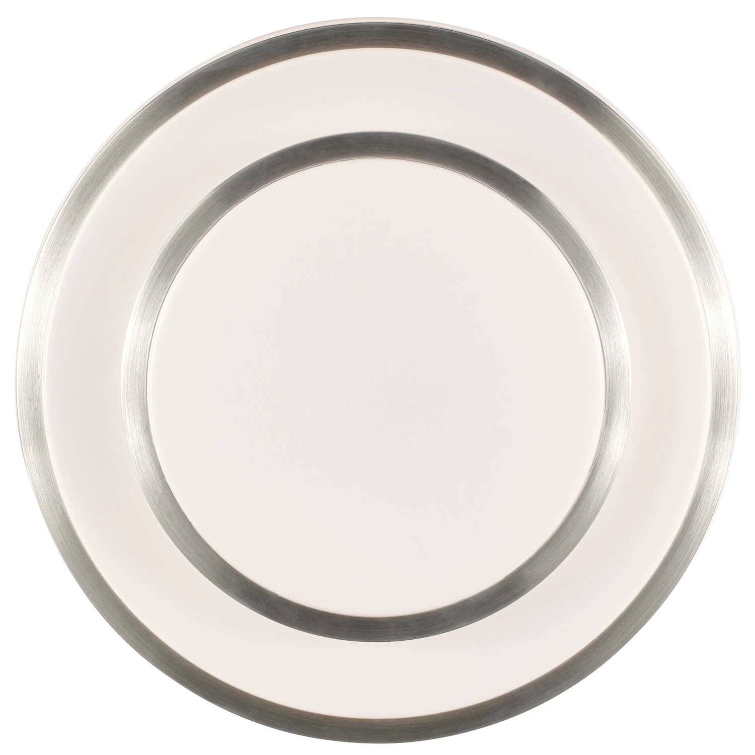 Runde LED-Deckenleuchte Nivaro in Silber und Weiß, Ø 29,3 cm.