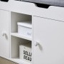 SoBuy Schuhbank FSR96-W mit Sitzkissen und Stauraum, weiße Bank mit Fächern und Türen.