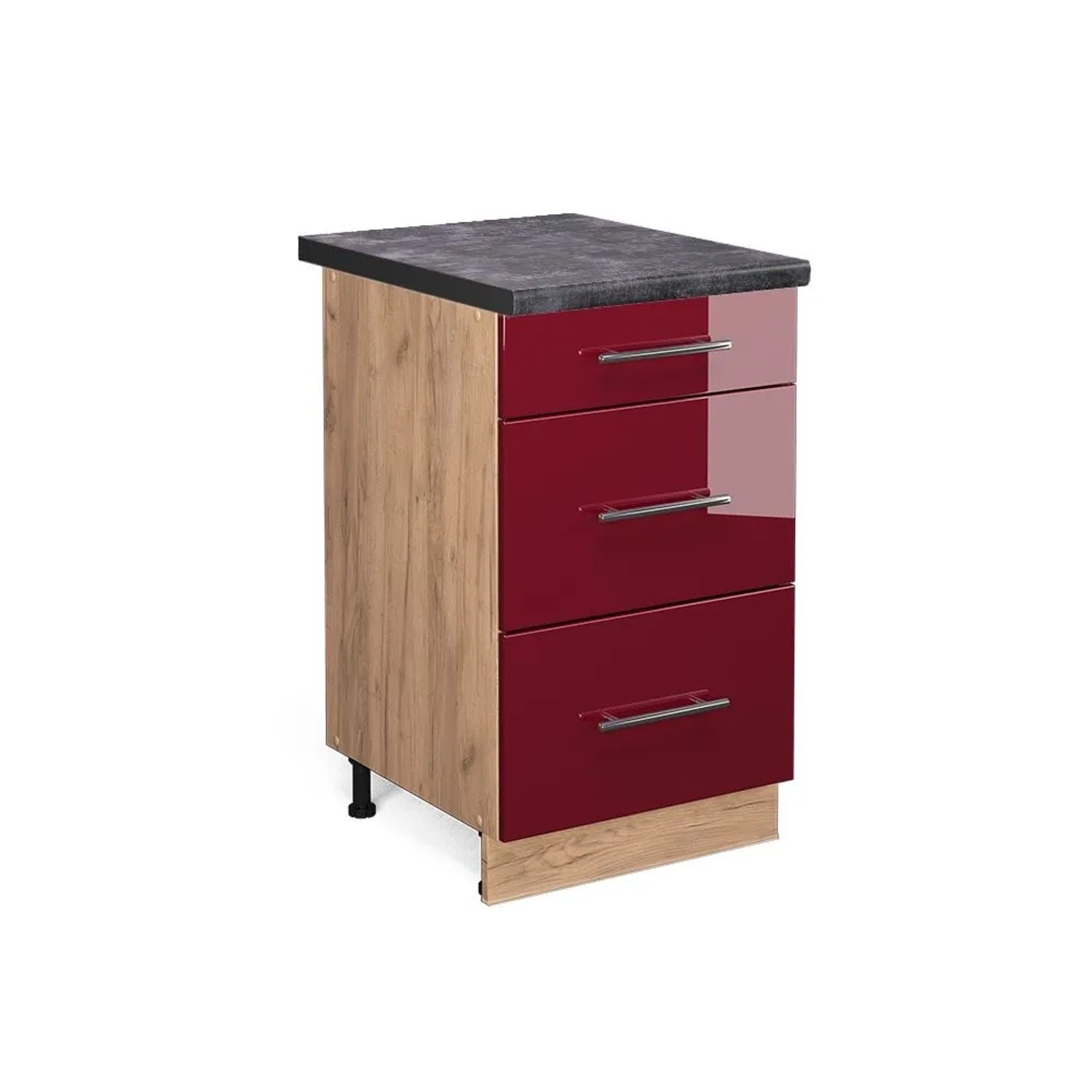 Vicco Küchenunterschrank Fame-Line Bordeaux Hochglanz Goldkraft Eiche 50 cm AP Anthrazit