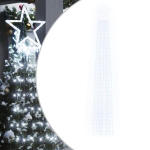 vidaXL Weihnachtsbaum-Beleuchtung 320 LEDs Kaltweiß 375 cm 356924