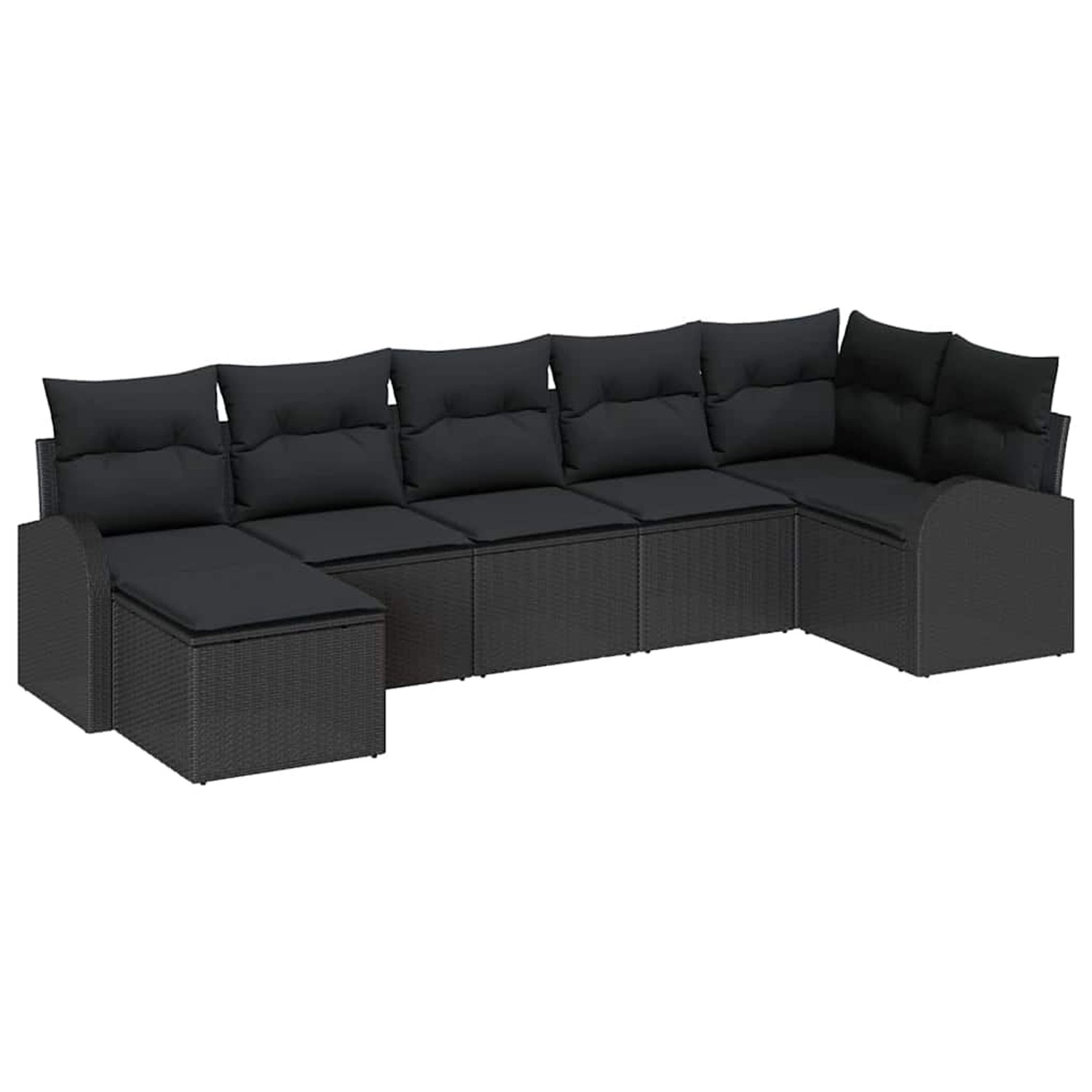 vidaXL Garten-Sofa-Set mit Kissen 7-Tlg Schwarz Poly Rattan 3346133 günstig online kaufen