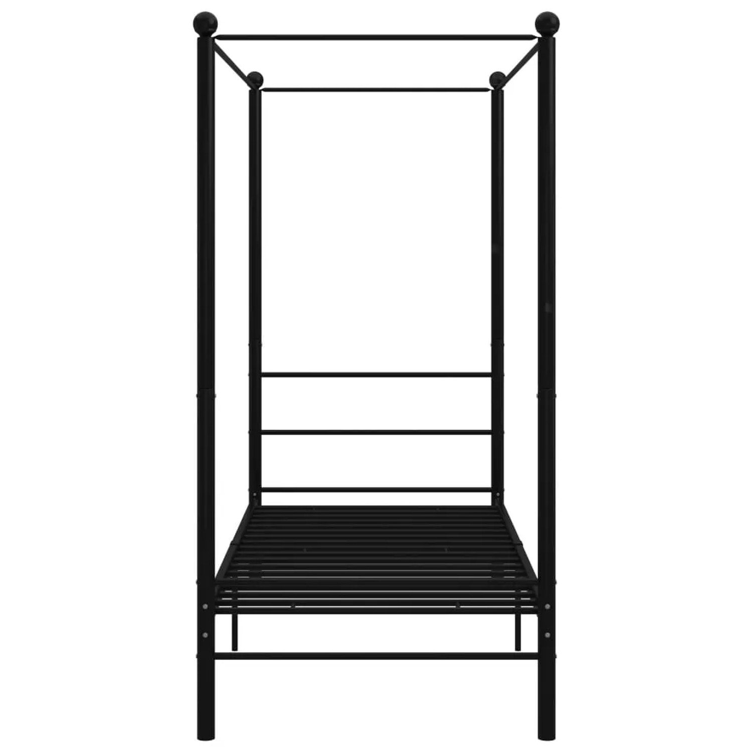 Schwarzes Metall Himmelbett, 100x200 cm, ideal für Schlafzimmer mit Stil.