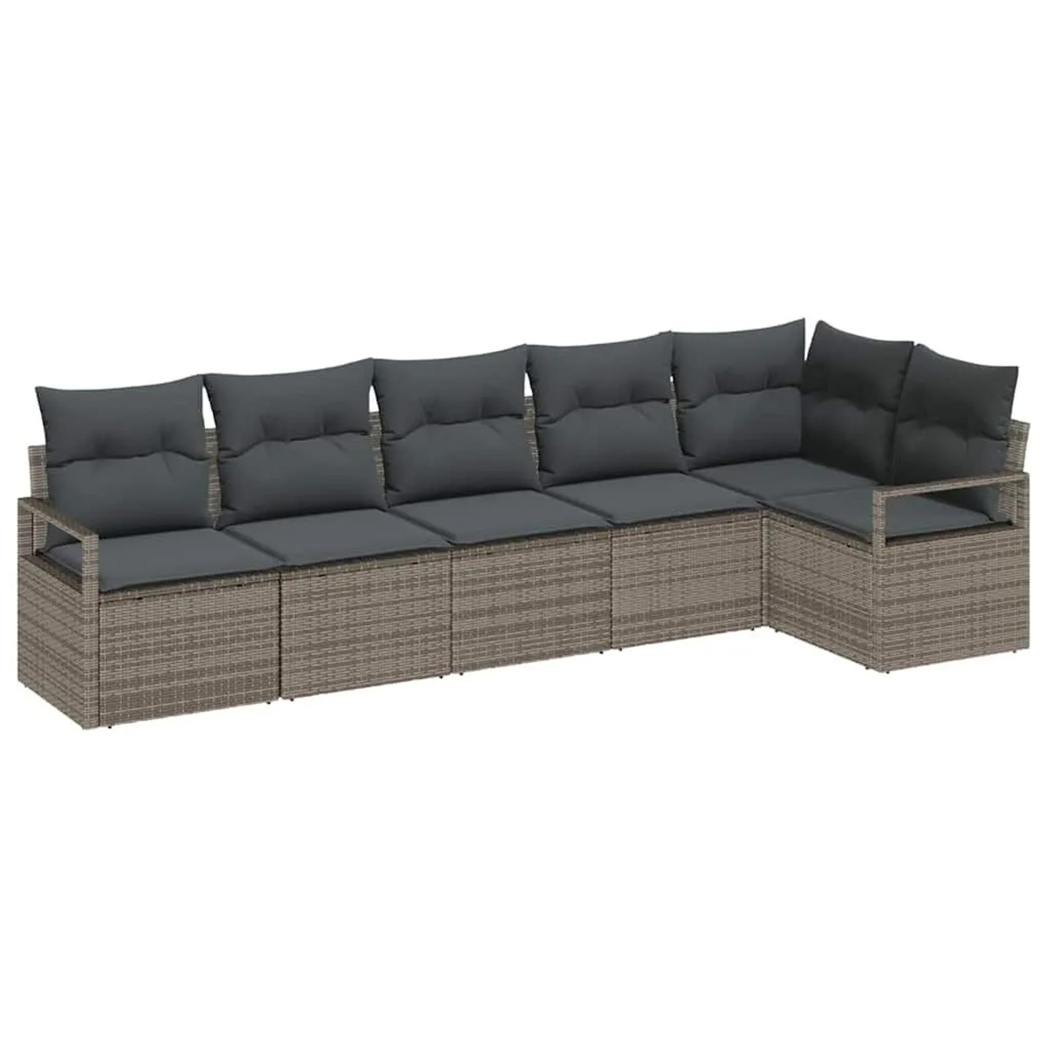 vidaXL Gartensofa-Set mit Kissen mit Speicher 6 Stk Grau Poly-Rattan 335506 günstig online kaufen