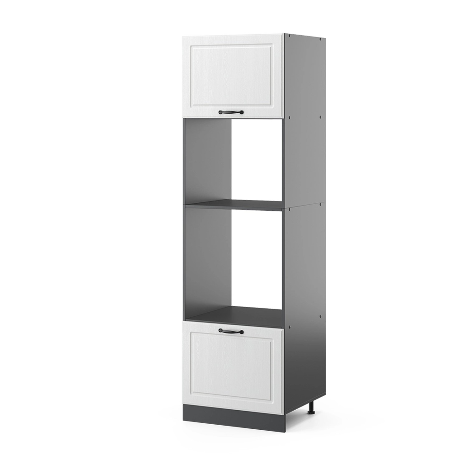 Vicco Mikrowellenschrank R-Line Küchenregal für die Mikrowelle Weiß Landhaus/Anthrazit 60 cm