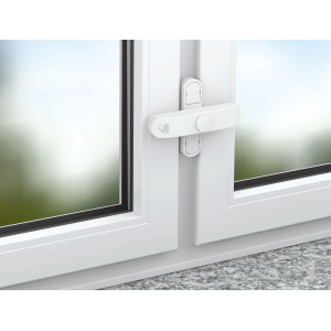 Basi Fensterzusatzsicherung Set, weiß, für Doppelflügelfenster zur Erhöhung der Sicherheit.