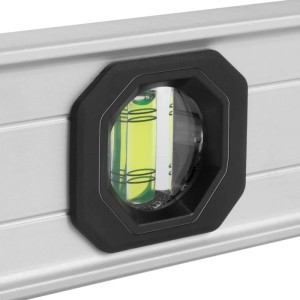 Detailaufnahme der Libelle der STAHLWERK Digital-Wasserwaage DW-400 ST aus Aluminium.